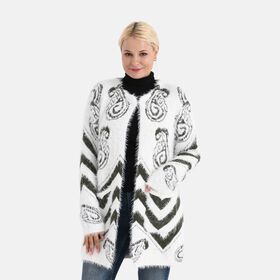 Gemusterter Cardigan mit Taschen, Einheitsgröße, Paisley-Muster, Tiefgrün