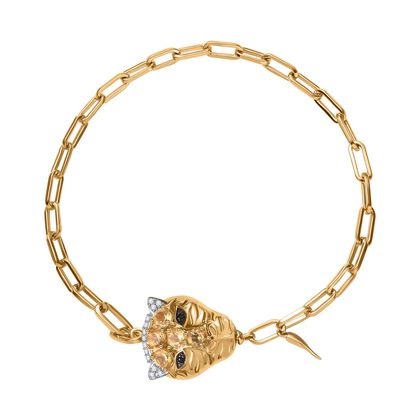 AA Citrin, Kanchanaburi Blauer Saphir Armband ca. 19 cm 925 Silber 750 Gelbgold Vermeil ca. 1.11 ct