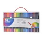 Kreativ Set 48-teilig - Doppelspitzen Pinsel- und Fineliner-Stifte mit Tragbarer Aufbewahrungsbox