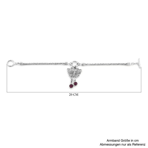 Royal Bali Kollektion - Rubin-Armband, Fissure gef&uuml;llt, 19 cm, mit Schmetterling Charme, 925 Silber ca. 2.40 ct image number 5