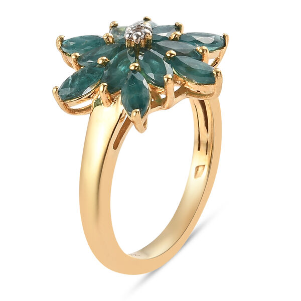 Grandidierit und Zirkon Blumen-Ring, 925 Silber vergoldet  ca. 1,77 ct image number 5