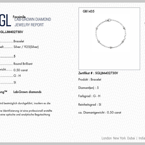 LUXURIANT DIAMOND - Lab Grown Diamant SI-GH SGL zertifiziert Armband ca. 19 cm 925 Silber Rhodiniert ca. 0,55 ct. image number 4