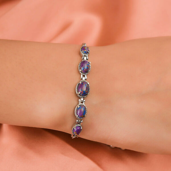 Lila Mojave T&uuml;rkis Armband, ca. 26.75 cm, Ionenbeschichteter Stahl ca. 3.93 ct image number 3