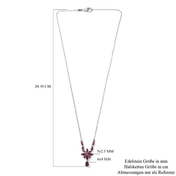 Rhodolith Granat Halskette 45 cm lange platiniert ca. 2,21 ct image number 6