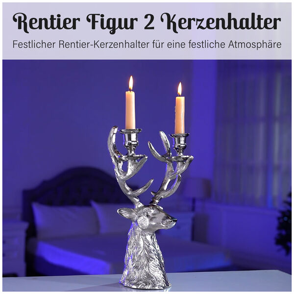 Rentier-Figur mit 2 Kerzenhaltern, Silber image number 7