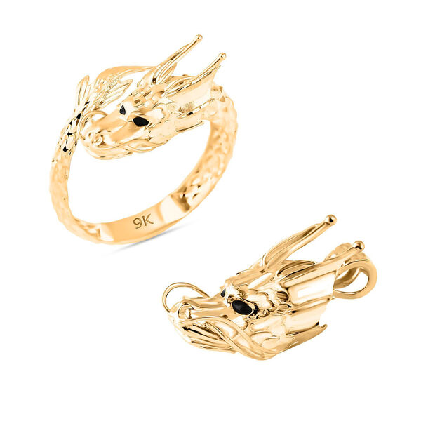 Royal Bali Kollektion- Drachen Ring und Anhänger in 375 Gold image number 0