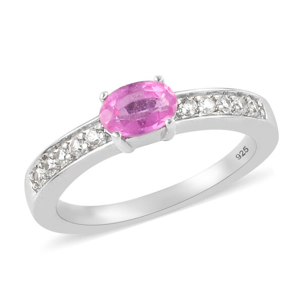 Premium Ilakaka Rosa Saphir und Zirkon-Ring, 925 Silber platiniert, 0,88 ct. image number 4