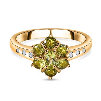 Nat&uuml;rlicher AA Calabar-Turmalin Ring, 925 Silber Gelbgold Vermeil, (Gr&ouml;&szlig;e 20.00) ca. 1.02 ct