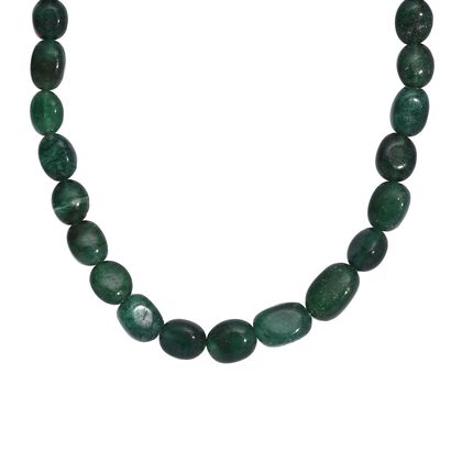 Gr&uuml;ner Aventurin Halskette ca. 45 cm Messing rhodiniert ca. 85,00 ct.