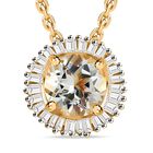 Triphan, weißer Diamant Anhänger mit Kette, 925 Silber Gelbgold Vermeil ca. 1.09 ct