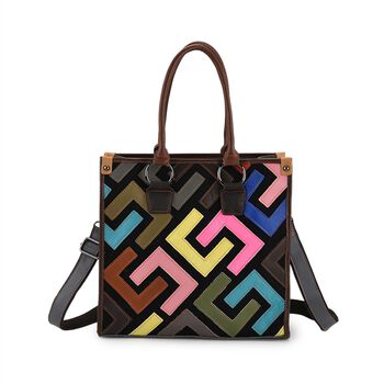 Chaos by Elsie Echtleder Crossbody-Tasche mit RFID-Schutz, 36x15x25cm, mehrfarbiges, matt gepr&auml;gtes Muster