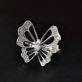GP Italian Garden Kollektion- Wei&szlig;er Diamant und blauer Saphir-Ring, 925 Silber rhodiniert - 0,51 ct,