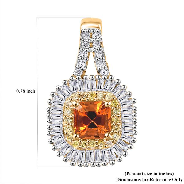 Zertifiziert und gepr&uuml;ft AAA orange Saphir, gelber und wei&szlig;er Diamant Anh&auml;nger in 585 Gold - 1,28 ct. image number 5