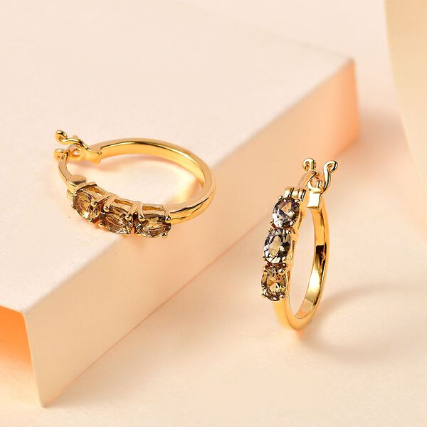 AA Nat&uuml;rlicher goldener Tansanit Ohrringe, 925 Silber Gelbgold Vermeil, ca. 0.98 ct image number 2