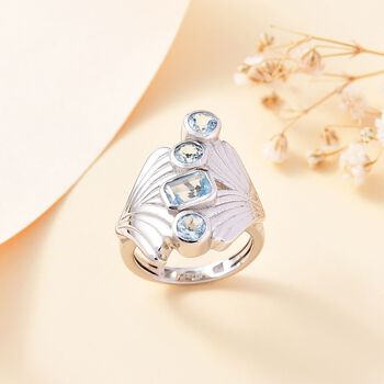 Himmelblauer Topas Ring Messing (Gr&ouml;&szlig;e 18.00) ca. 1,72 ct