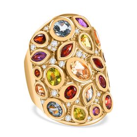 Mehrfarbiger Edelstein Ring, Messing (Größe 17.00) ca. 5.27 ct