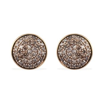 Nat&uuml;rliche Champagner Diamant-Ohrstecker, 925 Silber Gelbgold Vermeil ca. 0.33 ct