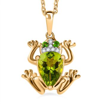 GP Trionfo Kollektion-Peridot, Nat&uuml;rlicher Chromdiopsid Schmuckset 925 Silber Gelbgold Vermeil ca. 2.14 ct