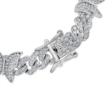 Wei&szlig;er Kristall Armband ca. 19 cm, Silberfarben