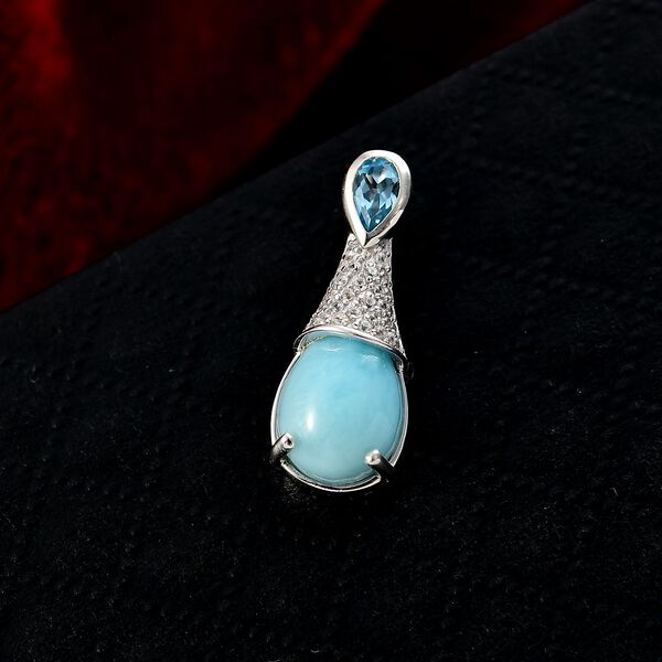 D'Joy Larimar, Himmelblauer Topas Anhänger 925 Silber rhodiniert ca. 2,78 ct. image number 2