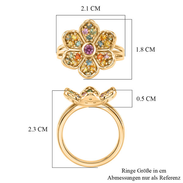 D'Joy Mehrfarbig Saphir Ring 925 Silber 750 Gelbgold vermeil (Gr&ouml;&szlig;e 18.00) ca. 1,15 ct image number 6