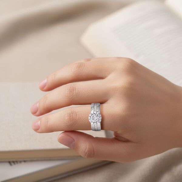 LUSTRO STELLA weißer Zirkonia Solitär-Stil-Ring image number 2