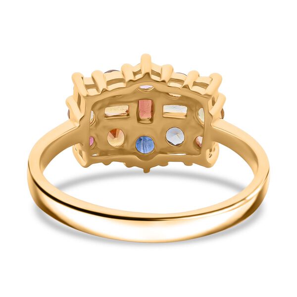 Mehrfarbiger Saphir Ring, 925 Silber Gelbgold Vermeil (Gr&ouml;&szlig;e 19.00) ca. 1.34 ct image number 5