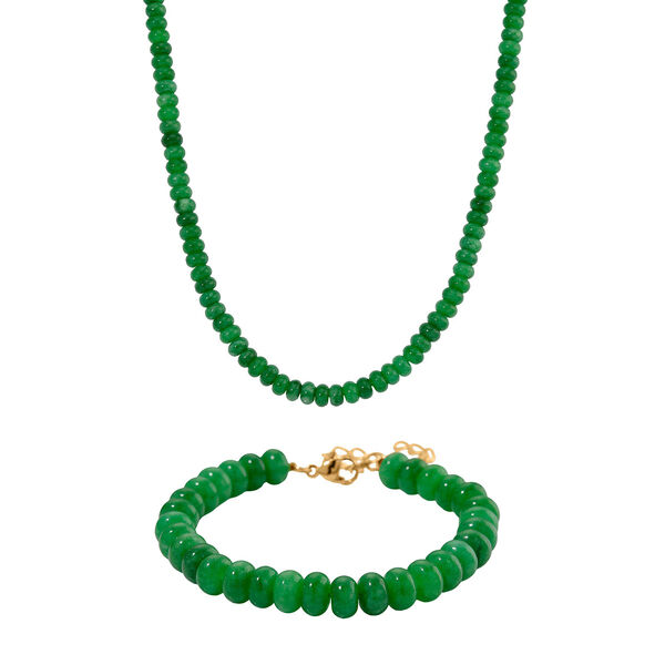 Gr&uuml;ne Quarzit 45+5cm Halskette und 17+5cm Armband