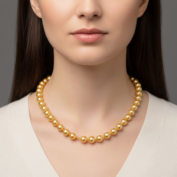 Goldene Muschelkernperle 60cm Halskette image number 2