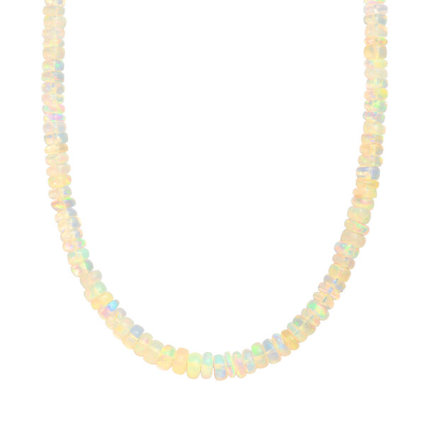 D'Joy Nat&uuml;rlicher, &auml;thiopischer Welo Opal Halskette ca. 45 cm 925 Silber rhodiniert ca. 45,00 ct.