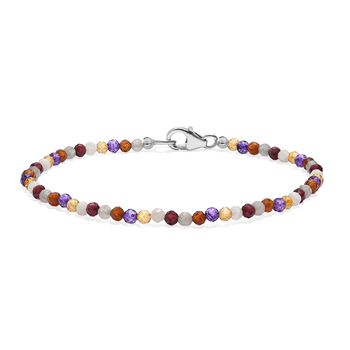 Mehrfarbig Edelsteine Armband ca. 19 cm 925 Silber rhodiniert ca. 14.00 ct