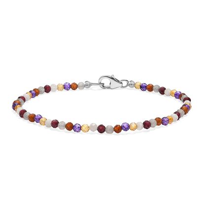Mehrfarbig Edelsteine Armband ca. 19 cm 925 Silber rhodiniert ca. 14.00 ct