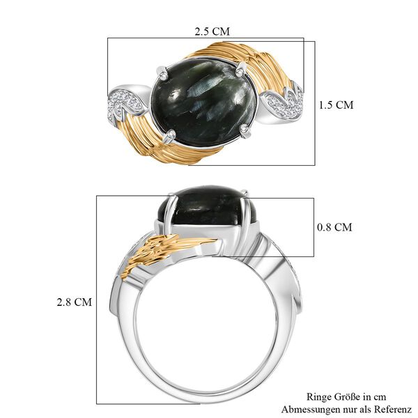 Zweifarbiger sibirischer Seraphinit und Zirkon Ring - 4,97 ct. image number 7