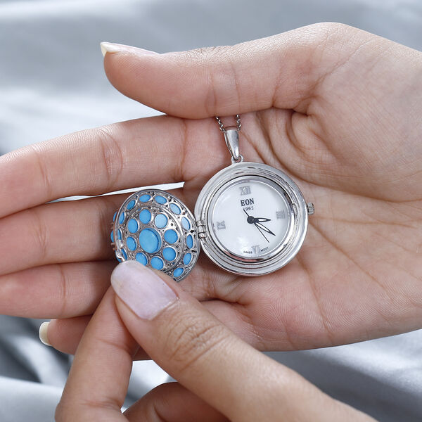 2 in 1 EON AA Sleeping Beauty T&uuml;rkis und Zirkon Cluster Anh&auml;nger mit Taschenuhr - 7,90 ct. image number 5