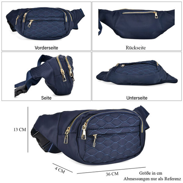 RFID-gesch&uuml;tzte Nylon Bauchtasche mit Schnellverschluss, Marineblau image number 5