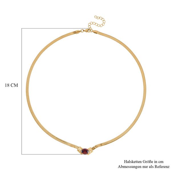 2-teiliges Schmuckset, Halskette und Armband mit Roter Kristallen, Edelstahl goldfarben image number 5