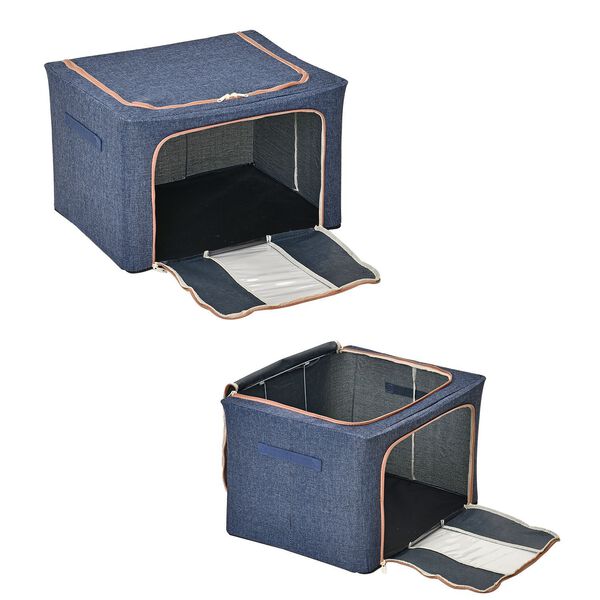 66L Stapelbare Aufbewahrungsbox mit Metallrahmen, Blau image number 9