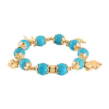 Blauer Howlit Armband ca. Flexibles cm Legierung vergoldet ca. 148.20 ct