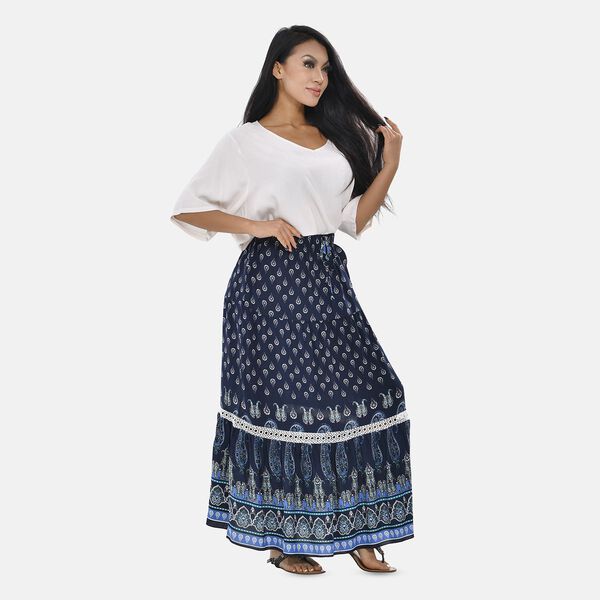 Langer Rock aus 100% Viskose, Dunkelblau, Einheitsgr&ouml;&szlig;e image number 9