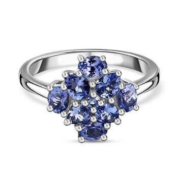AA Tansanit Cluster Ring 925 Silber platiniert (Gr&ouml;&szlig;e 16.00) ca. 1,24 ct