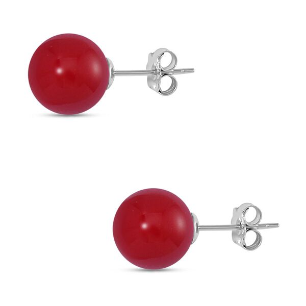 Rote Muschelkernperle Ohrringe 925 Silber rhodiniert image number 4