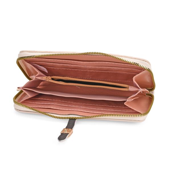 2-teiliges Geldb&ouml;rsen-Set im Krokopr&auml;gungs-Design, Lange Geldb&ouml;rse 20x10x3cm und Bifold-Geldb&ouml;rse 12x9x3,5cm, Beige image number 5