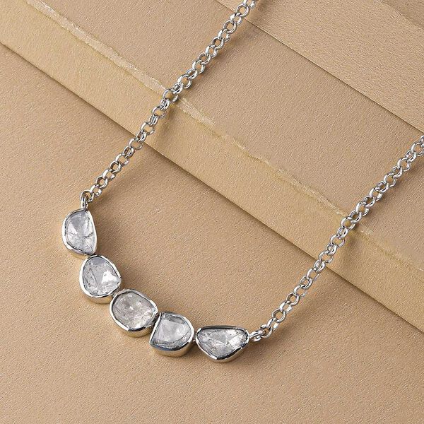 Handgearbeitete Polki-Diamant-Halskette, 45 cm image number 2