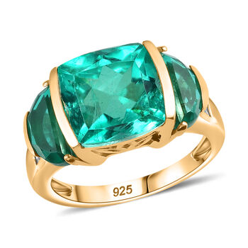 Smaragd Triplett Quarz Ring - 7,21 ct.