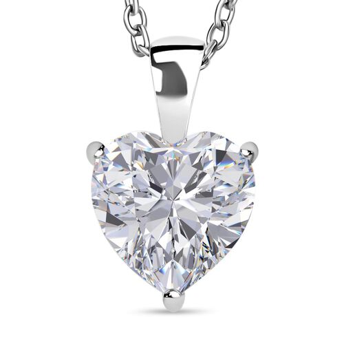 Weißer Zirkonia Herz Anhänger mit Kette, 925 Silber rhodiniert und Edelstahl ca. 5.65 ct image number 0