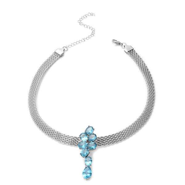 Simulierter Blauer Diamant Halskette40+10 cm Edelstahl ca. 24,40 ct image number 0