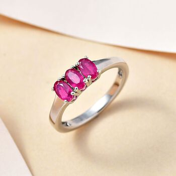Afrikanischer Rubin (Fissure gef&uuml;llt) Ring, 925 Silber platiniert (Gr&ouml;&szlig;e 19.00) ca. 1.04 ct