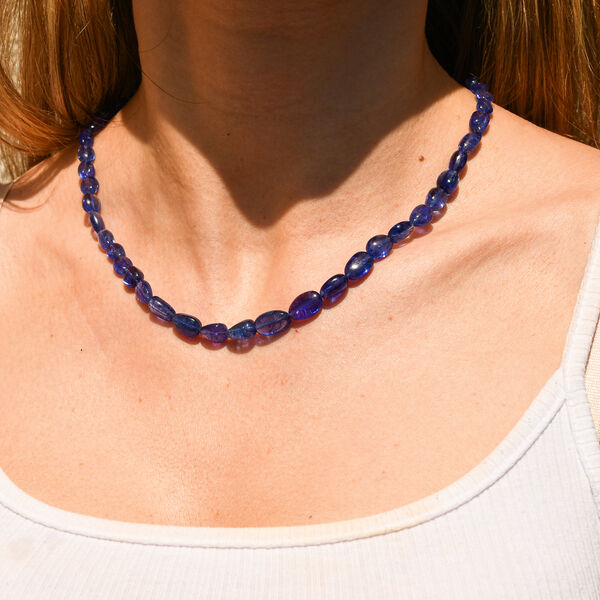 RHAPSODY zertifiziert und gepr&uuml;ft AAAA Tansanit 45cm Halskette in 950 Platin - 141,36 ct. image number 13