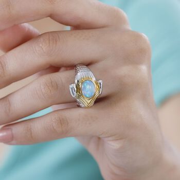 AA Nat&uuml;rlicher, &auml;thiopischer Welo Opal Ring 925 Silber Rhodiniert und 750 Gelbgold Vermeil (Gr&ouml;&szlig;e 18.00) ca. 1,19 ct