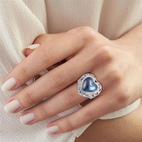 D'Joy Royal Bali - Blauer Mabe Perle Herz Ring image number 2